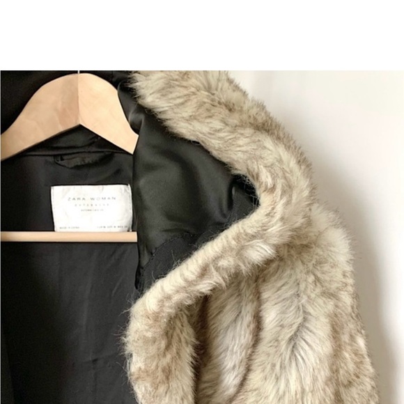 Zara Teddy Bear Jacket Coat with Hood Faux Fur Long Sleeve Small Like New - Picture 12 of 12